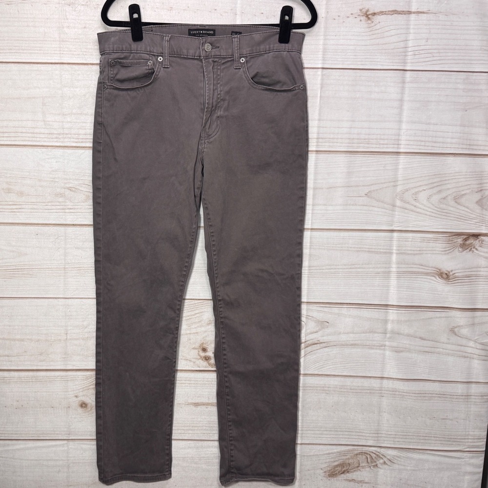 Lucky Brand 121 Slim Straight Mens Gray Pants 32x30 Charcoal Trousers